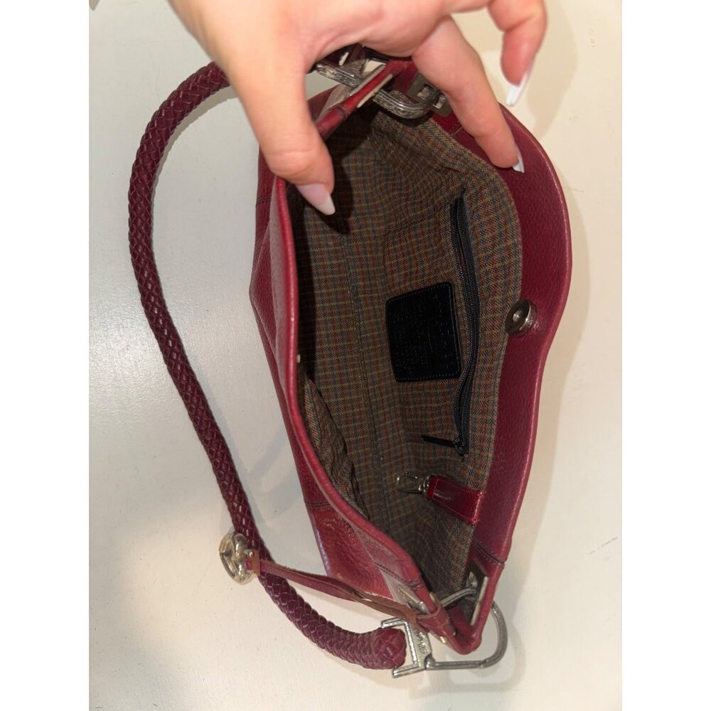 Brighton Purse Charlotte Red Shoulder Bag Braid Strap Pebble Leather Heart Charm - Picture 4 of 11